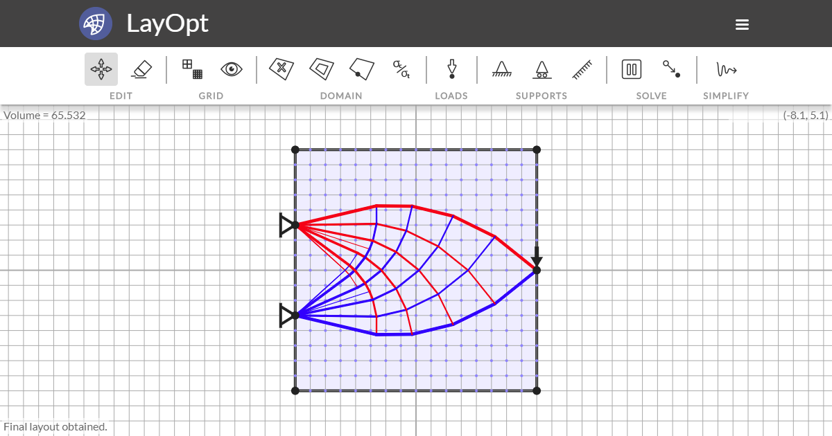 Screenshot of LayOpt Truss